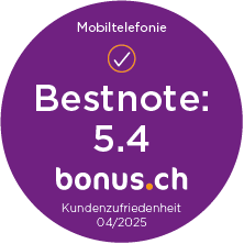 Mobiltelefonie - Bestnote: 5.4 - bonus.ch - Kundenzufriedenheit - 03/2024