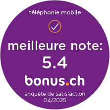 Téléphonie mobile - meilleure note : 5.4 - bonus.ch - enquête de satisfaction - 03/2024