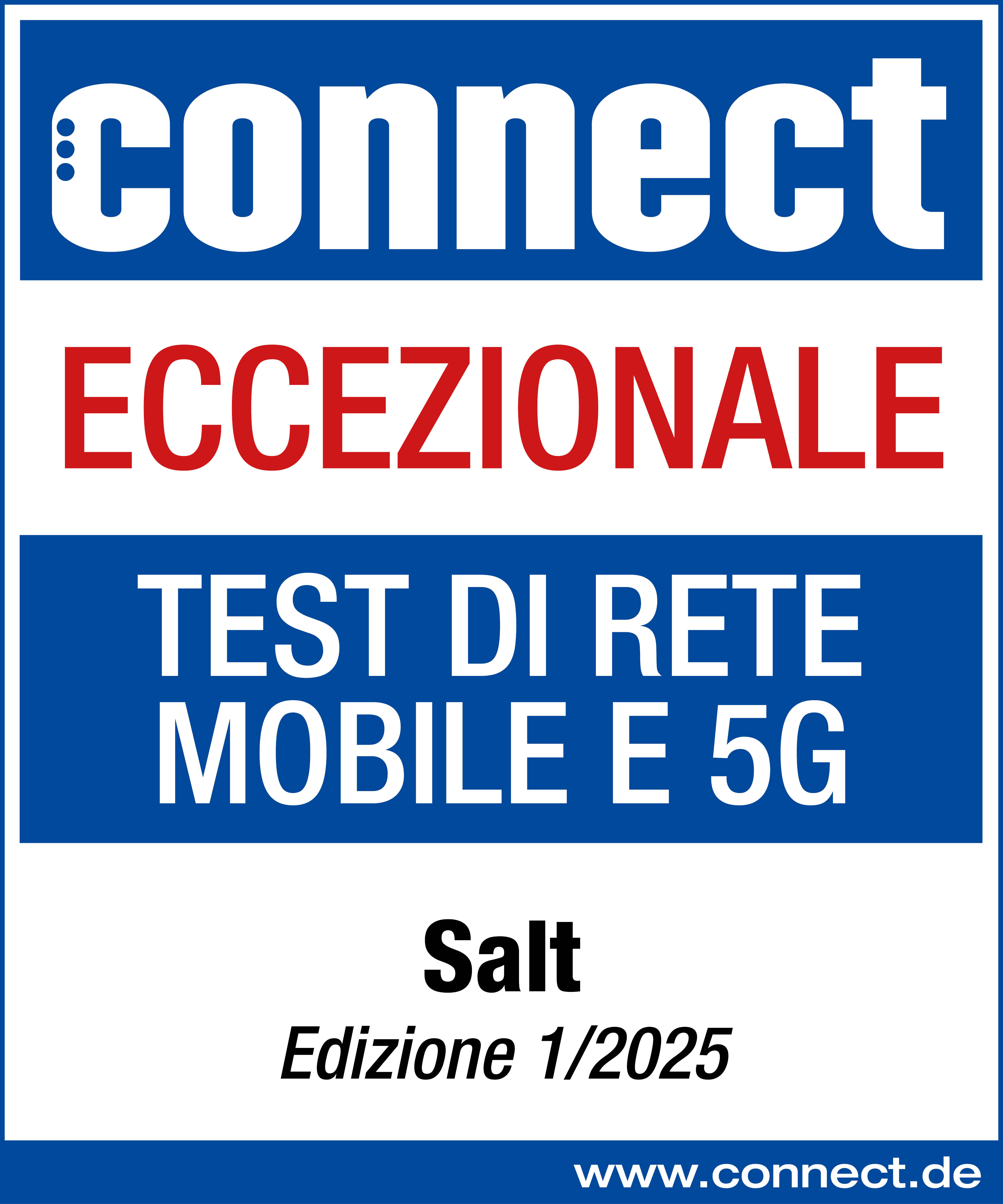 CONNECT | ECCEZIONALE | TEST DI RETE MOBILE E 5G | Salt Edizione 1/2025 | www.connect.de